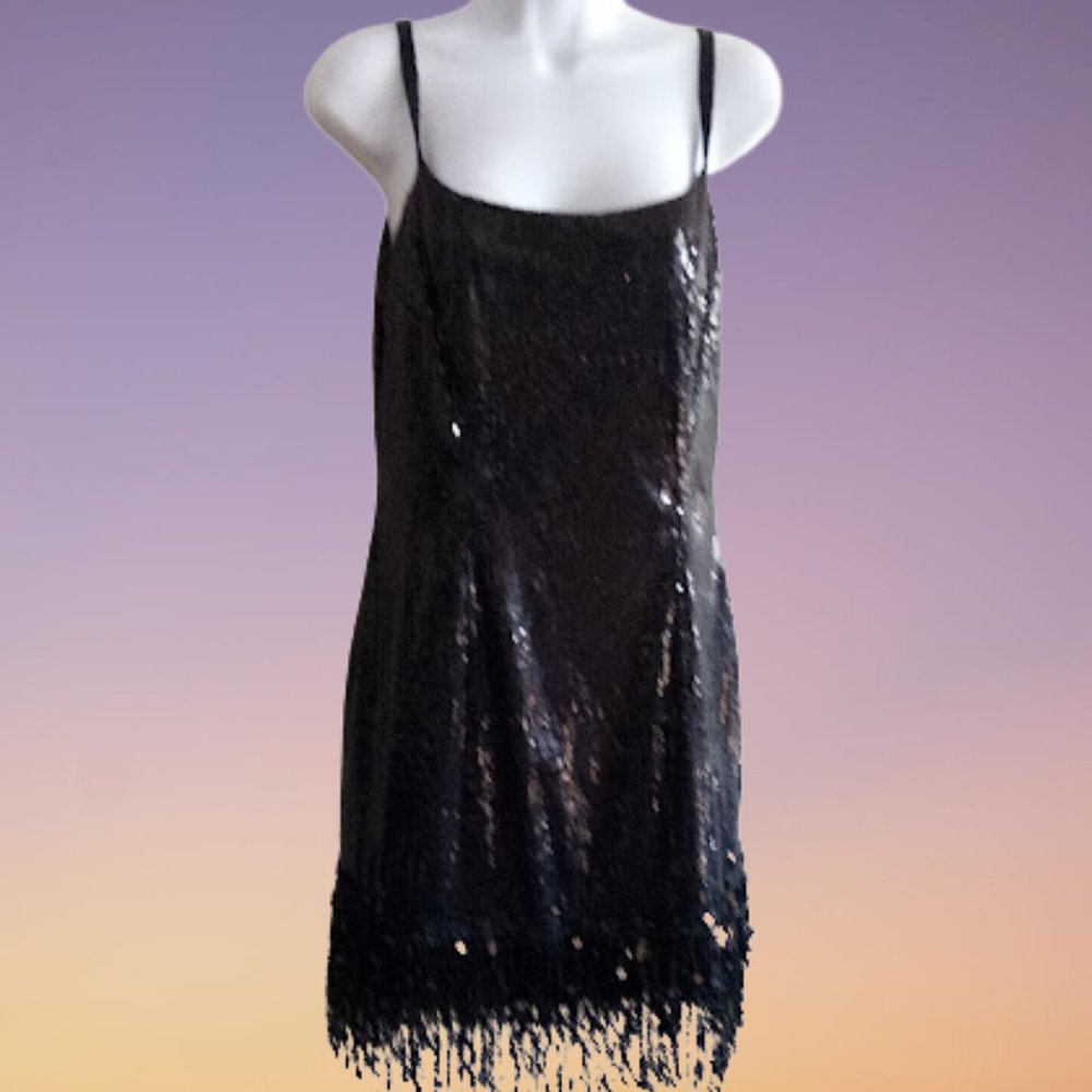 LE CHATEAU Charleston Era Black Sequined Dress Size 6 NEW NWT